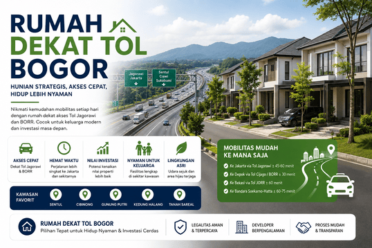 Rumah Dekat Tol Bogor | Hunian Strategis dengan Akses Cepat ke Jakarta